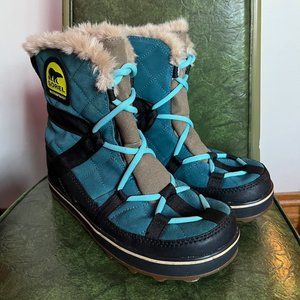 Sorel Glacy Explorer Shortie Snow Boot - Blue, Size 8